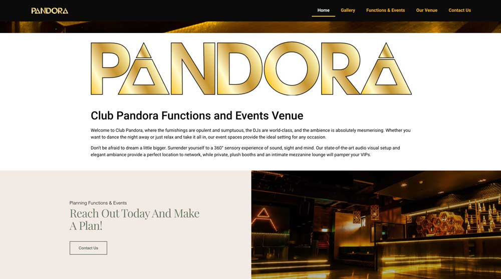 Club Pandora Home Page Image